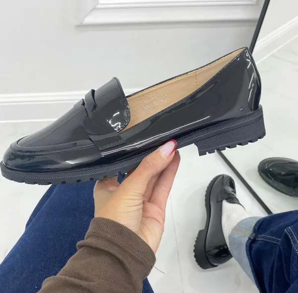 Primi Tacchi Diletta- Mocassino Donna Scarpa Casual Elegante Vernice Nero Hot