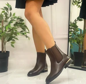 Primi Tacchi Elide - Stivaletti Bassi Punta Casual Comodo Dettaglio Marrone Hot
