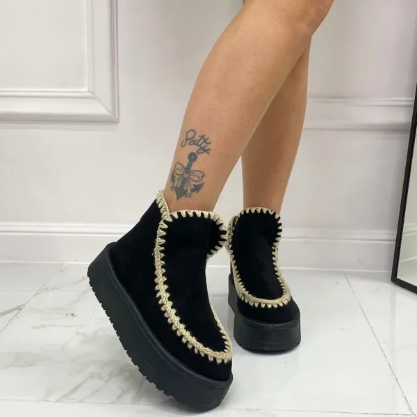 Primi Tacchi Ella - Stivaletto Eskimo Boots Gomma Alta Nero Best