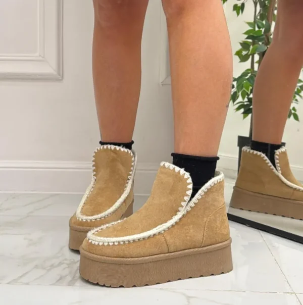 Primi Tacchi Ella - Stivaletto Eskimo Boots Gomma Alta Cuoio Sale