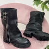 Primi Tacchi Ellen - Stivale Donna Anfibio Alto Nero Fashion