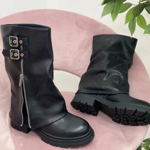 Primi Tacchi Ellen - Stivale Donna Anfibio Alto Nero Fashion