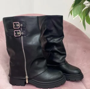 Primi Tacchi Ellen - Stivale Donna Anfibio Alto Nero Fashion