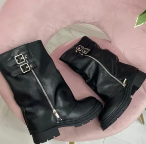 Primi Tacchi Ellen - Stivale Donna Anfibio Alto Nero Fashion