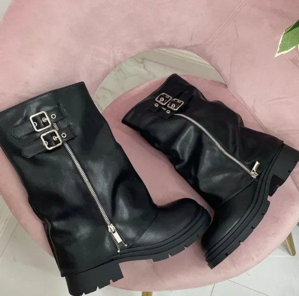 Primi Tacchi Ellen - Stivale Donna Anfibio Alto Nero Fashion
