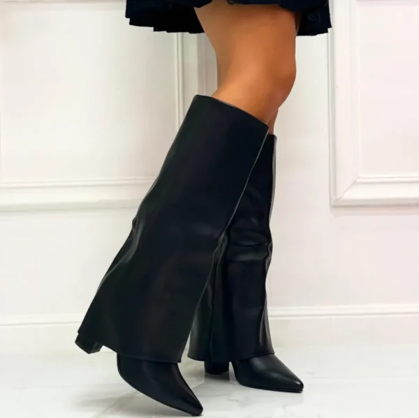 Primi Tacchi Elodie - Stivale Donna Scarpa Punta Tacco Quadrato Nero Sale