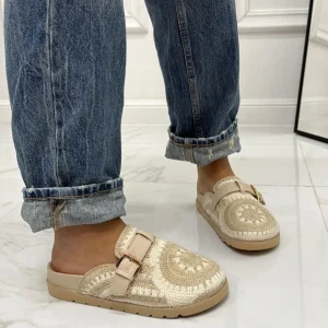 Primi Tacchi Elora - Scarpa Sabot Mules Donna Tallone Scoperto Beige New