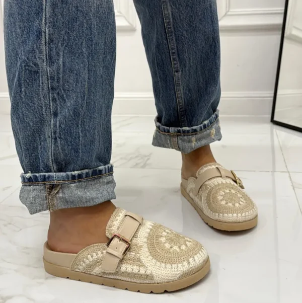 Primi Tacchi Elora - Scarpa Sabot Mules Donna Tallone Scoperto Beige New