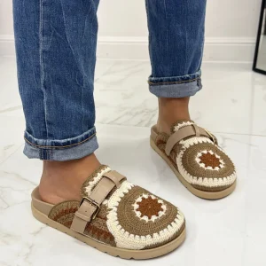 Primi Tacchi Elora - Scarpa Sabot Mules Donna Tallone Scoperto Khaki Clearance