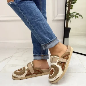 Primi Tacchi Elora - Scarpa Sabot Mules Donna Tallone Scoperto Khaki Clearance