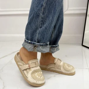 Primi Tacchi Elora - Scarpa Sabot Mules Donna Tallone Scoperto Beige New