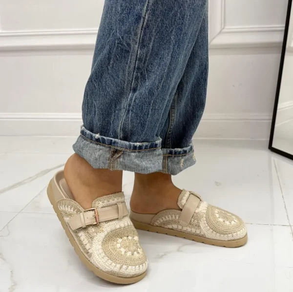 Primi Tacchi Elora - Scarpa Sabot Mules Donna Tallone Scoperto Beige New