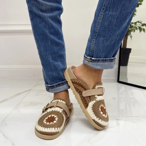 Primi Tacchi Elora - Scarpa Sabot Mules Donna Tallone Scoperto Khaki Clearance