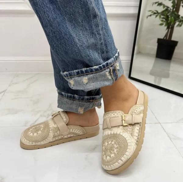 Primi Tacchi Elora - Scarpa Sabot Mules Donna Tallone Scoperto Beige New