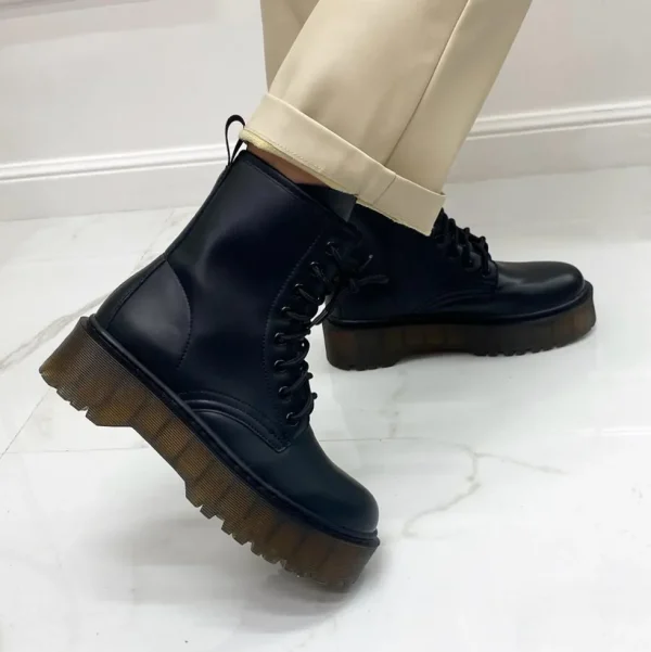 Primi Tacchi Emily - Stivaletto Donna Scarpa Lacci Casual Comodo Gomma Alta Nero Hot