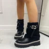 Primi Tacchi Erika - Stivaletto Anfibio Donna Scarpa Basso Casual NERO Outlet