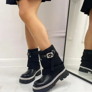 Primi Tacchi Erika - Stivaletto Anfibio Donna Scarpa Basso Casual NERO Outlet