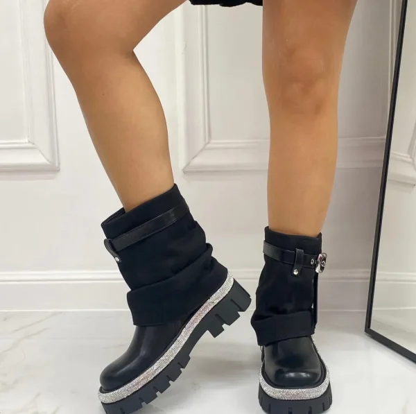 Primi Tacchi Erika - Stivaletto Anfibio Donna Scarpa Basso Casual NERO Outlet