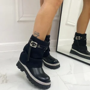 Primi Tacchi Erika - Stivaletto Anfibio Donna Scarpa Basso Casual NERO Outlet