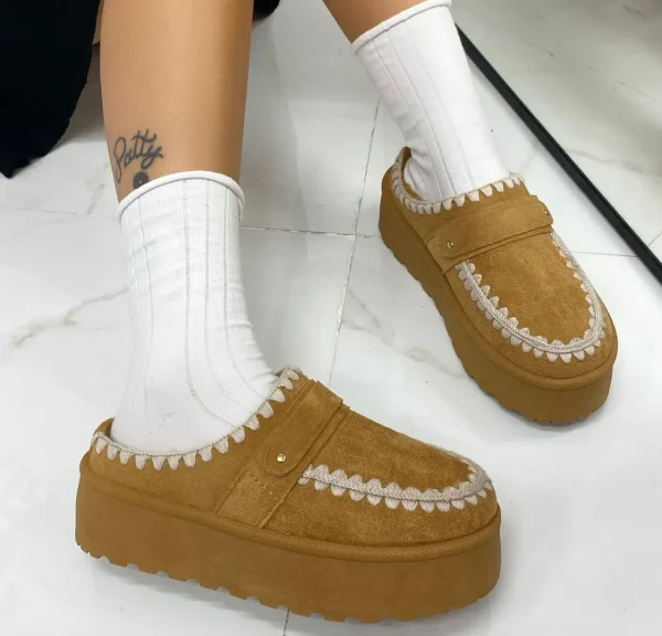 Primi Tacchi Ester - Stivaletto Eskimo Boots Gomma Alta Cuoio Sale