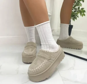 Primi Tacchi Ester - Stivaletto Eskimo Boots Gomma Alta Beige Fashion