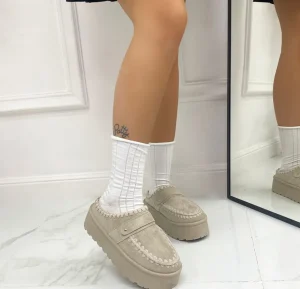 Primi Tacchi Ester - Stivaletto Eskimo Boots Gomma Alta Beige Fashion