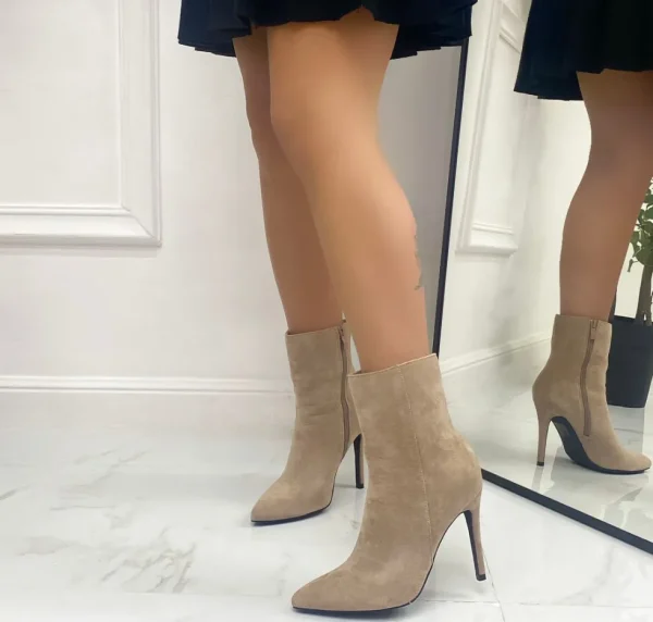 Primi Tacchi Fabienne - Stivaletto Donna Punta Tacco Alto Beige Discount