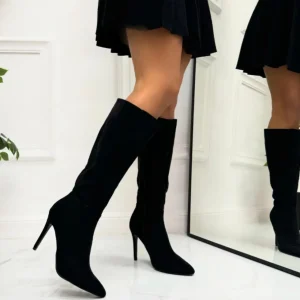 Primi Tacchi Fabrizia - Stivale Donna Alto Tacco Punta Casual Elegante Nero Hot