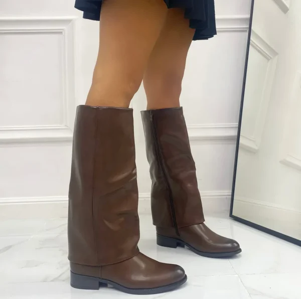 Primi Tacchi Fannie - Stivale Donna Alto Punta Tonda Donna Marrone Online