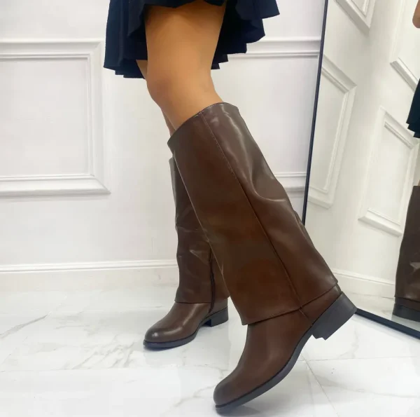 Primi Tacchi Fannie - Stivale Donna Alto Punta Tonda Donna Marrone Online