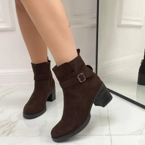 Primi Tacchi Flavia - Stivaletto Donna Scarpa Tacco Quadrato Casual Comodo Marrone Clearance