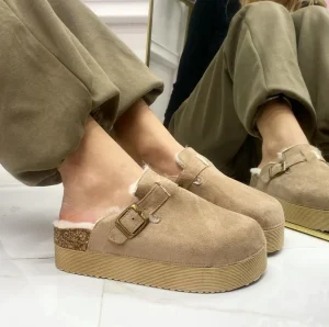 Primi Tacchi Florence - Slippers Donna Scarpa Pelliccia Gomma Alta Casual Caldo Kha Online
