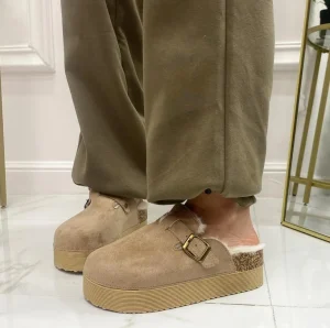 Primi Tacchi Florence - Slippers Donna Scarpa Pelliccia Gomma Alta Casual Caldo Kha Online