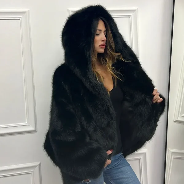 Primi Tacchi Fox - Eco Pelliccia Nero Fashion