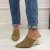 Primi Tacchi Gemma - Décolleté Donna Tacco Spillo Punta Strass Oro Fashion