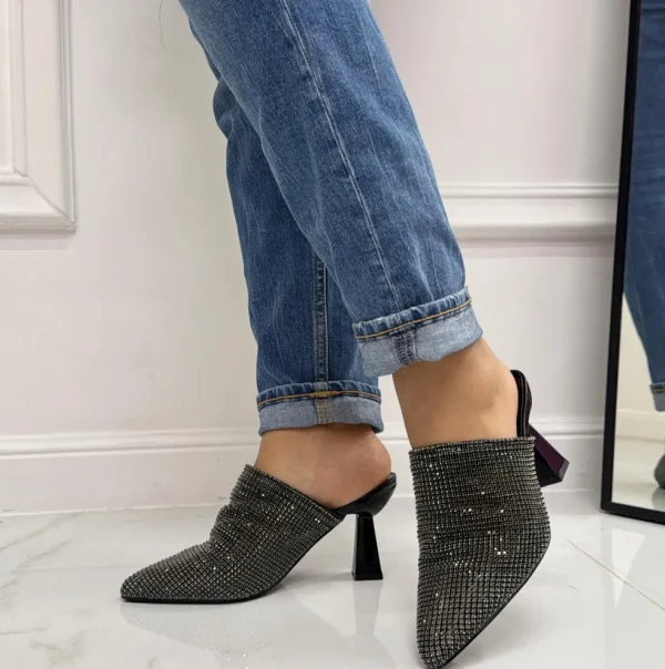 Primi Tacchi Gemma - Décolleté Donna Tacco Spillo Punta Strass NERO Fashion