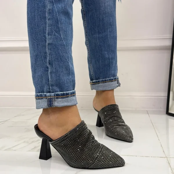 Primi Tacchi Gemma - Décolleté Donna Tacco Spillo Punta Strass NERO Fashion
