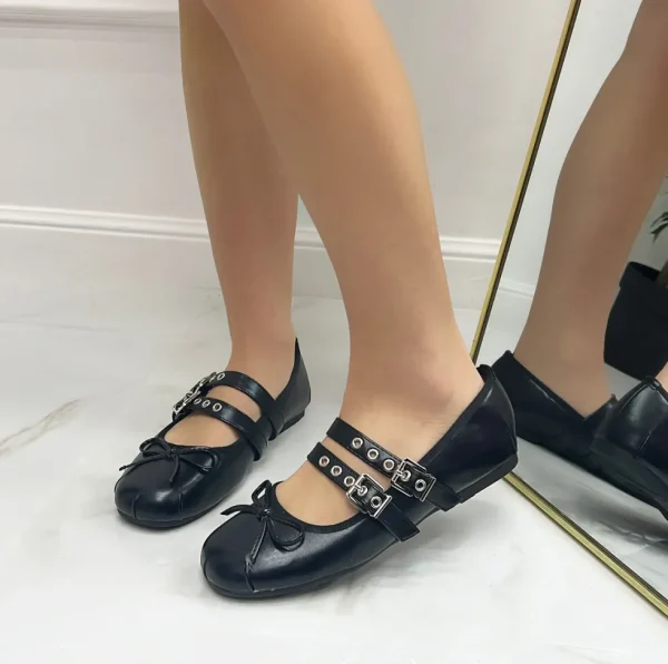 Primi Tacchi Giselle - Scarpe Donna Ballerine Cinturini Comode Nero Online