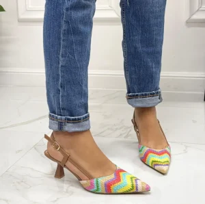 Primi Tacchi Giulia - Decolleté Donna Punta Scarpa Tacco Basso Cuoio Mult ARANCIONE Online