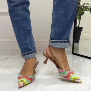 Primi Tacchi Giulia - Decolleté Donna Punta Scarpa Tacco Basso Cuoio Mult ARANCIONE Online