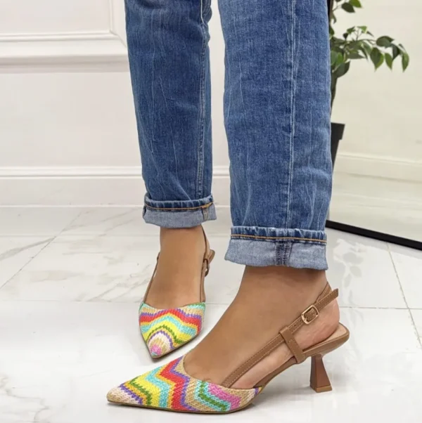 Primi Tacchi Giulia - Decolleté Donna Punta Scarpa Tacco Basso Cuoio Mult ARANCIONE Online