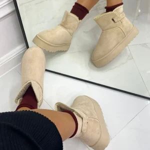 Primi Tacchi Glenda - Stivaletto Eskimo Boots Gomma Alta Beige Outlet