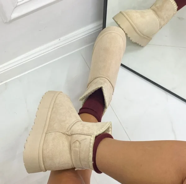 Primi Tacchi Glenda - Stivaletto Eskimo Boots Gomma Alta Beige Outlet