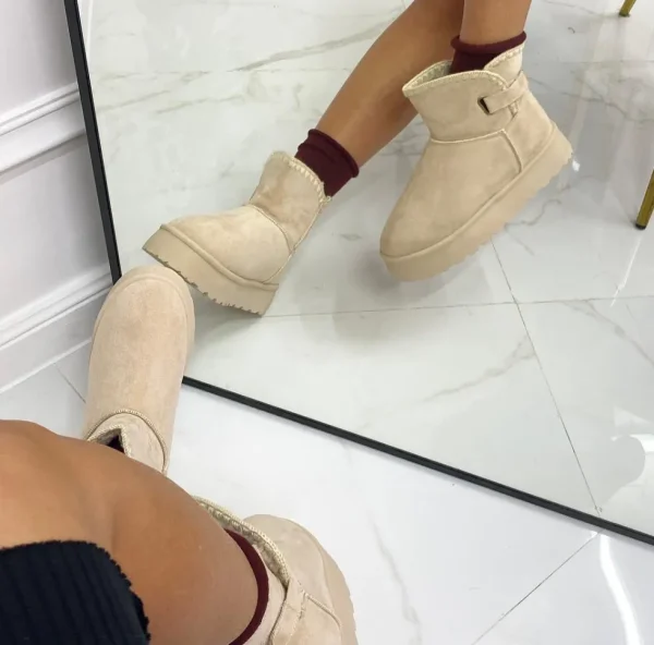 Primi Tacchi Glenda - Stivaletto Eskimo Boots Gomma Alta Beige Outlet