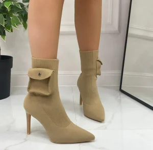 Primi Tacchi Gloria - Stivaletto Donna Punta Tacco Alto Khaki Discount