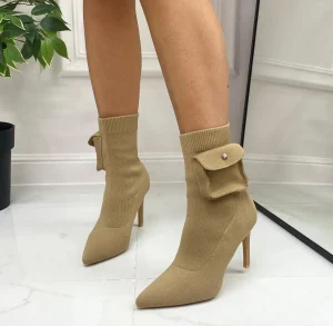 Primi Tacchi Gloria - Stivaletto Donna Punta Tacco Alto Khaki Discount