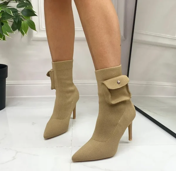 Primi Tacchi Gloria - Stivaletto Donna Punta Tacco Alto Khaki Discount