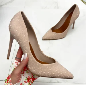 Primi Tacchi Gloss - Scarpe Décolleté Strass Elegante Tacco Nude Fashion