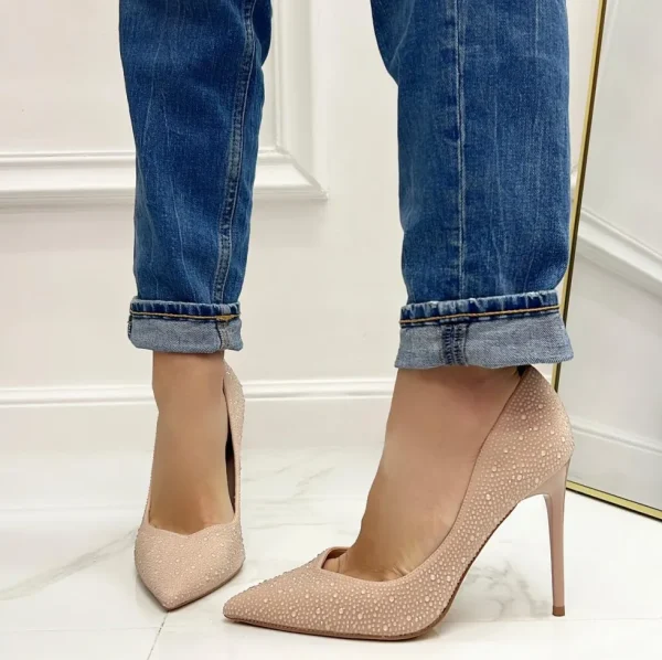 Primi Tacchi Gloss - Scarpe Décolleté Strass Elegante Tacco Nude Fashion