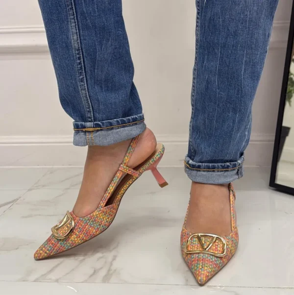 Primi Tacchi Greta- Décolleté Donna Cinturino Tacco Spillo Basso Elegante Multicolo Sale
